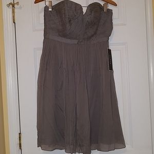 Strapless silk cocktail dress
